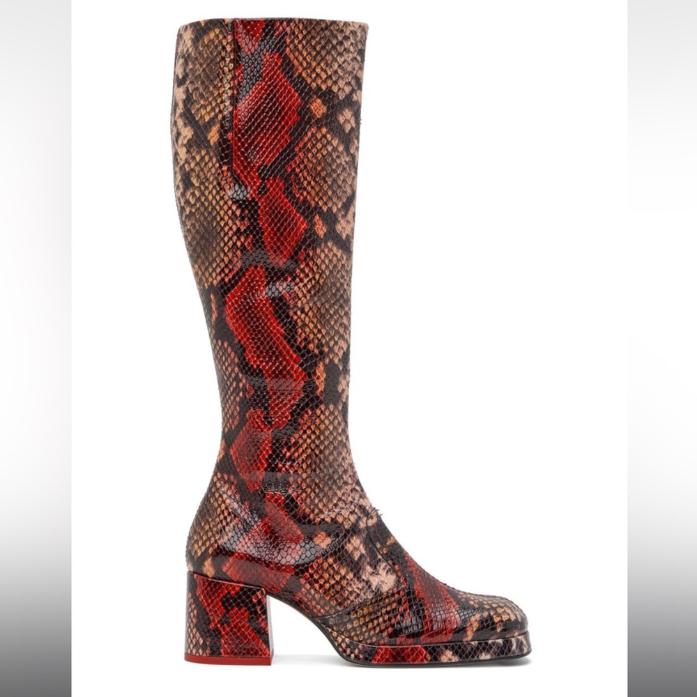 NWT Miista Red Snake Print Donna Tall Patent Boots
